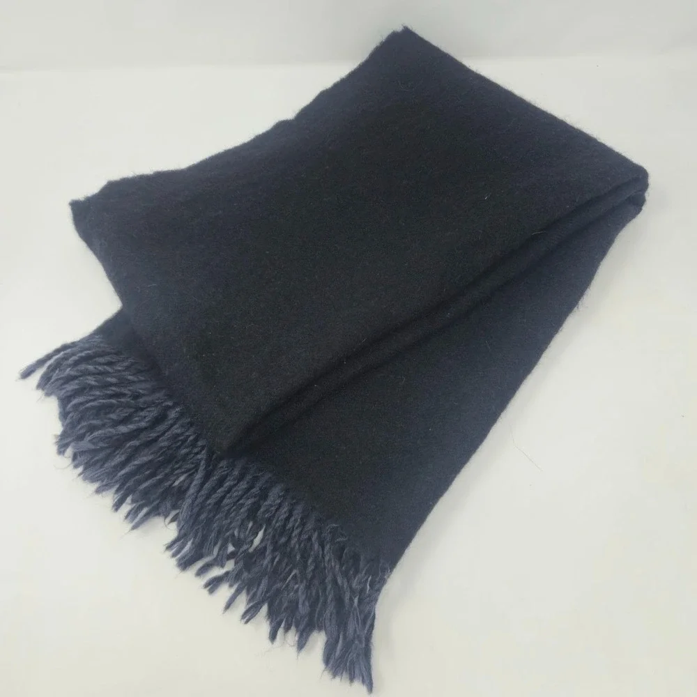 Vintage Mario Valentino‎ Scarf Reversible Black/Dark Gray Wool 58